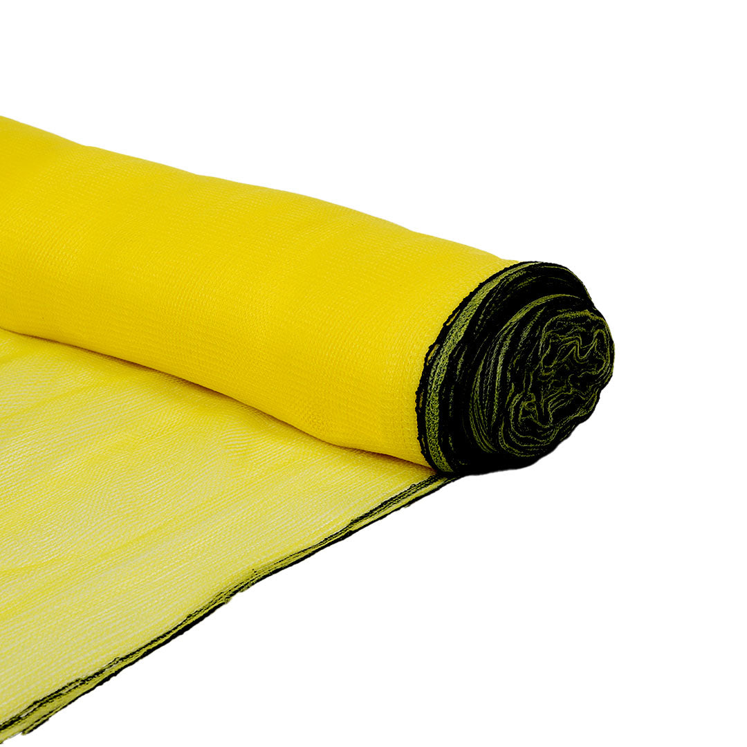 partially rolled out yellow netting